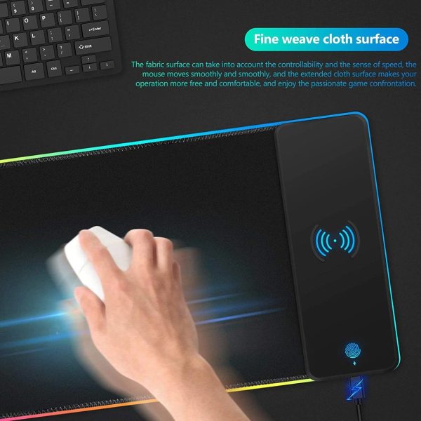 RGB Wireless 15W Oversized Charger Mouse Pad 800x300 MM Gaming Mouse Pad - Image 2