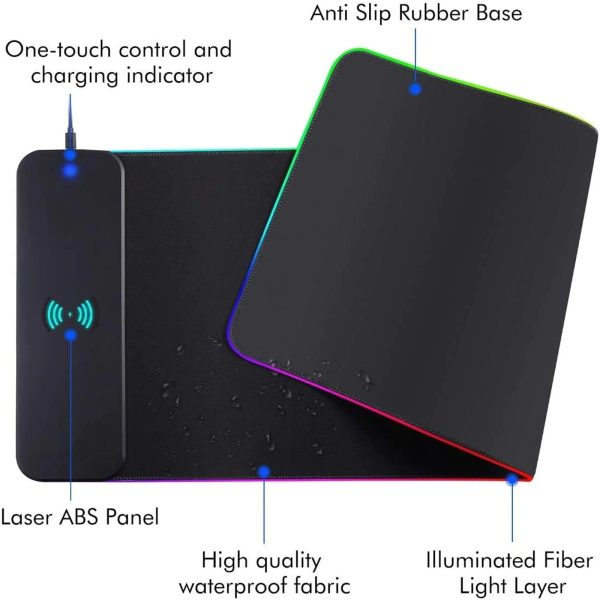 RGB Wireless 15W Oversized Charger Mouse Pad 800x300 MM Gaming Mouse Pad - Image 3