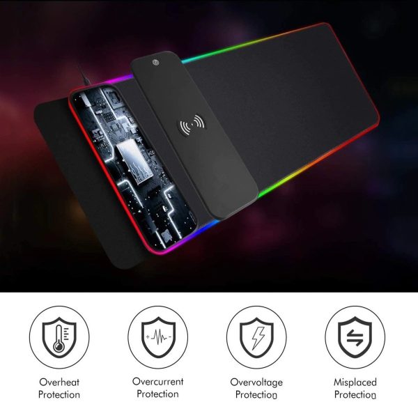 RGB Wireless 15W Oversized Charger Mouse Pad 800x300 MM Gaming Mouse Pad - Image 5