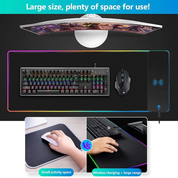 RGB Wireless 15W Oversized Charger Mouse Pad 800x300 MM Gaming Mouse Pad - Image 7
