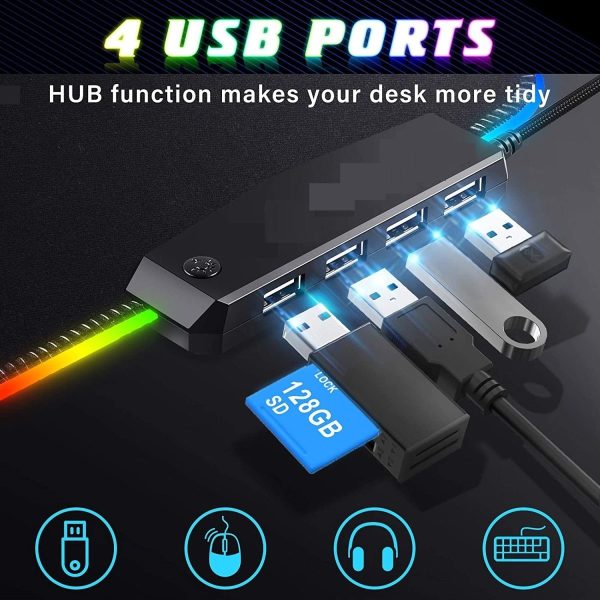 LED Gaming Mouse Pad Large 4 USB Ports RGB Extended Mousepad Keyboard Desk Anti-slip Mat - Image 5
