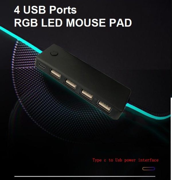 LED Gaming Mouse Pad Large 4 USB Ports RGB Extended Mousepad Keyboard Desk Anti-slip Mat - Image 6