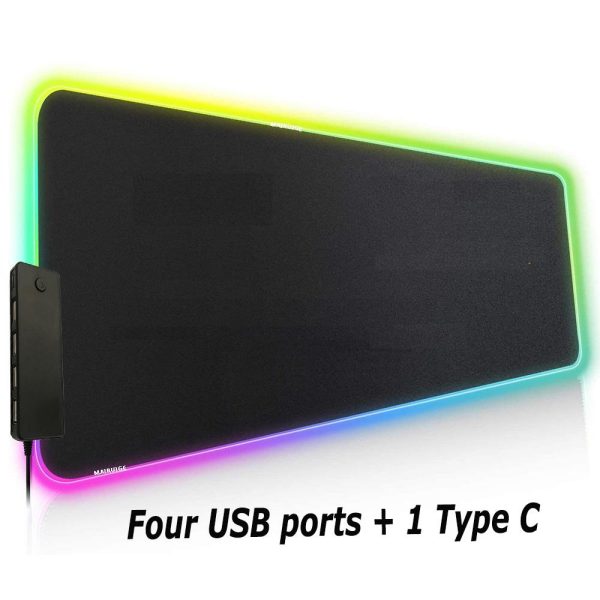 LED Gaming Mouse Pad Large 4 USB Ports RGB Extended Mousepad Keyboard Desk Anti-slip Mat - Image 8
