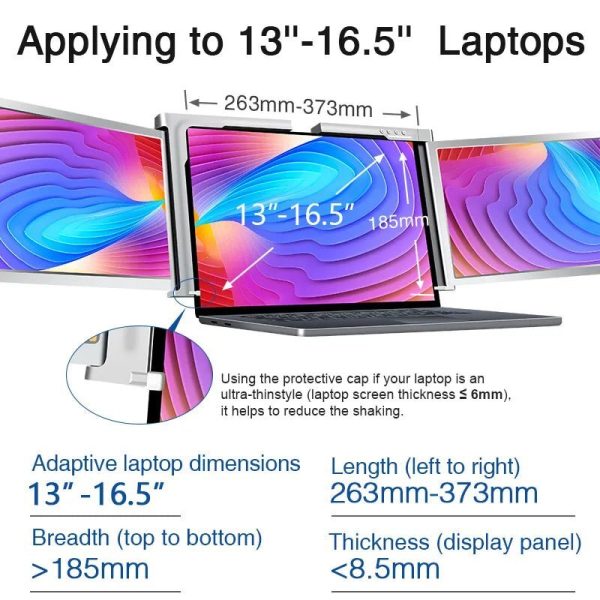 11.6 Inch FOPO Triple Portable Monitor 1080P FHD IPS Triple Monitor Laptop Screen Extender - Image 6