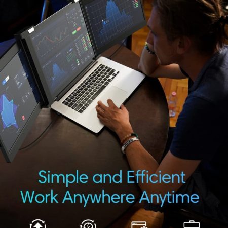 11.9 Inch Triple Portable Monitor 2022 FOPO 1080P FHD IPS Attachable Triple Monitor Extender, Triple Screen for Laptop of 13"-16" Compatible with Windows/Mac/Switch/Xbox Connect with USB-C/HDMI