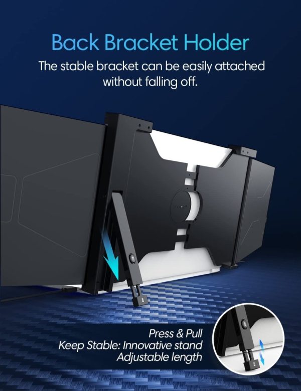 11.9 Inch Triple Portable Monitor 2022 FOPO 1080P FHD IPS Attachable Triple Monitor Extender, Triple Screen for Laptop of 13"-16" Compatible with Windows/Mac/Switch/Xbox Connect with USB-C/HDMI - Image 2