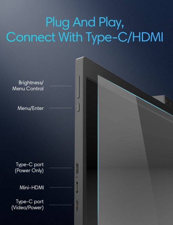 11.9 Inch Triple Portable Monitor 2022 FOPO 1080P FHD IPS Attachable Triple Monitor Extender, Triple Screen for Laptop of 13"-16" Compatible with Windows/Mac/Switch/Xbox Connect with USB-C/HDMI - Image 4