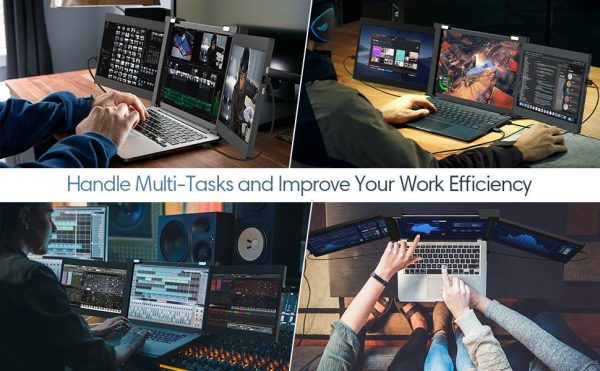 11.9 Inch Triple Portable Monitor 2022 FOPO 1080P FHD IPS Attachable Triple Monitor Extender, Triple Screen for Laptop of 13"-16" Compatible with Windows/Mac/Switch/Xbox Connect with USB-C/HDMI - Image 12