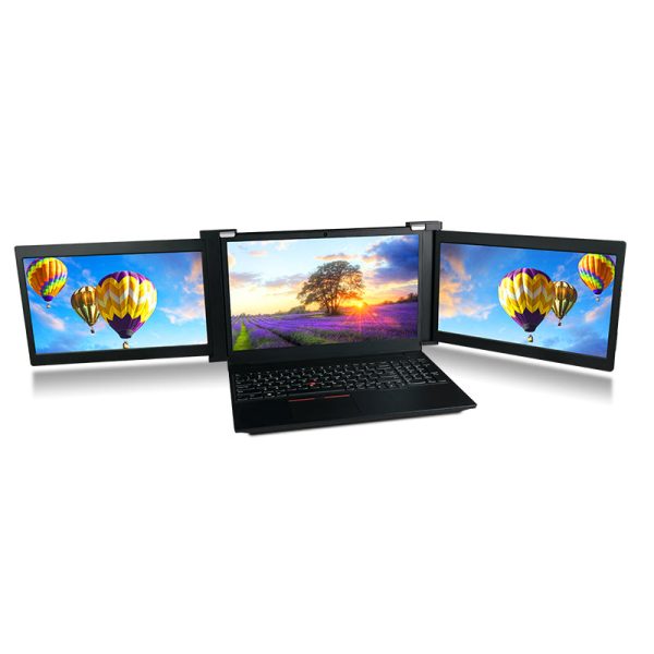 Dual Portable Triple Fold 1080P IPS FHD Monitor Screen Extender For Laptop 15 Grey" - Image 9