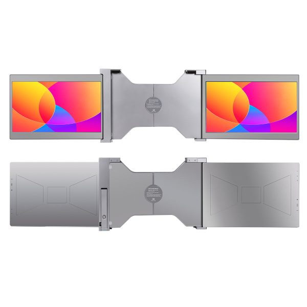 Dual Portable Triple Fold 1080P IPS FHD Monitor Screen Extender For Laptop 15 Grey" - Image 13