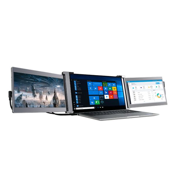Dual Portable Triple Fold 1080P IPS FHD Monitor Screen Extender For Laptop 15 Grey" - Image 14