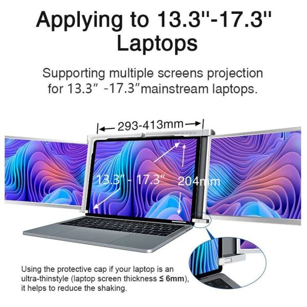 13.3 Inch FOPO Triple Portable Monitor 1080P FHD IPS Triple Monitor Laptop Screen Extender for 13.3"-17.3" Laptops - Image 4