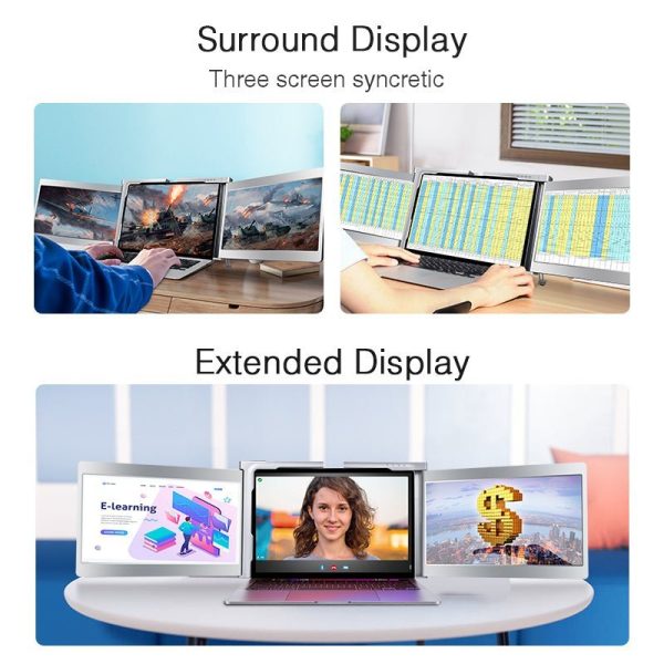 13.3 Inch FOPO Triple Portable Monitor 1080P FHD IPS Triple Monitor Laptop Screen Extender for 13.3"-17.3" Laptops - Image 5