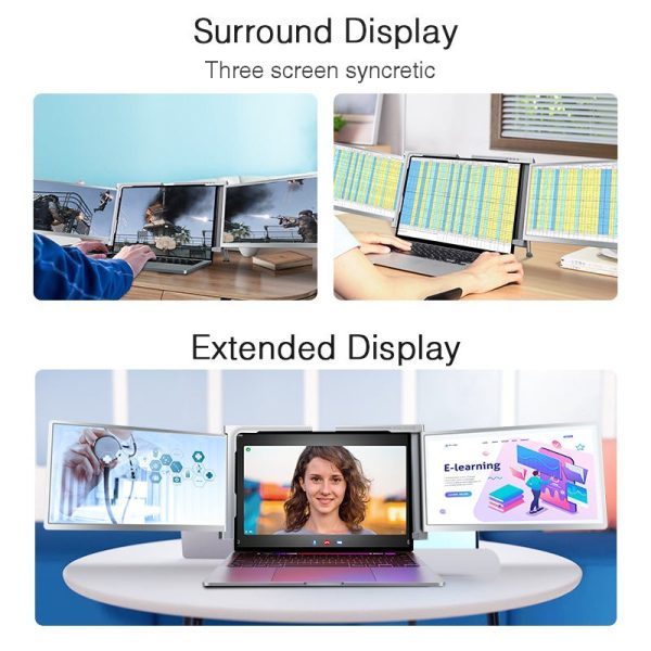 14 Inch FOPO Triple Portable Monitor 1080P FHD IPS Triple Monitor Laptop Screen Extender for 15"-17" Laptops - Image 5