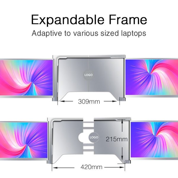 14 Inch FOPO Triple Portable Monitor 1080P FHD IPS Triple Monitor Laptop Screen Extender for 15"-17" Laptops - Image 11