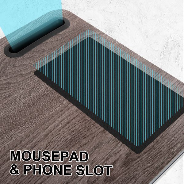 Lap Desk Laptop Stand Phone Tablet Holder Mousepad Cushioned Lapdesk IRON GREY OAK - Image 3