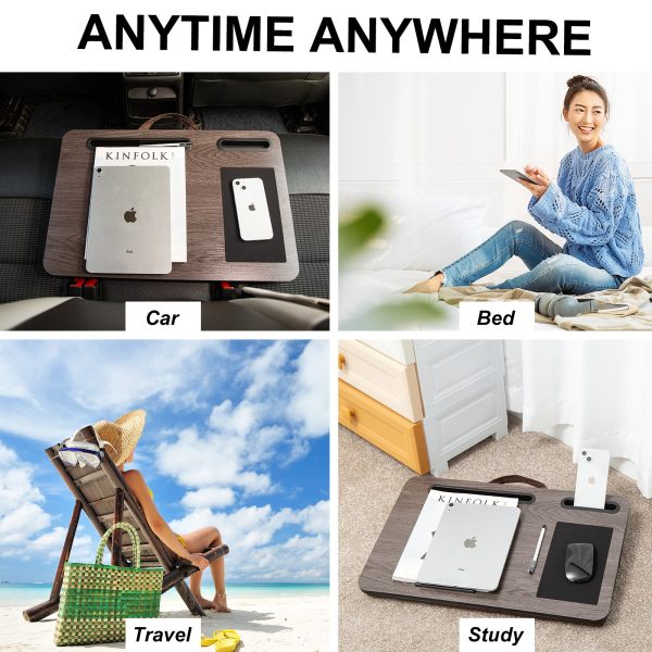 Lap Desk Laptop Stand Phone Tablet Holder Mousepad Cushioned Lapdesk IRON GREY OAK - Image 6