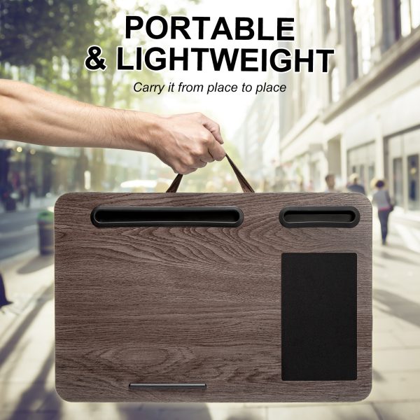 Lap Desk Laptop Stand Phone Tablet Holder Mousepad Cushioned Lapdesk IRON GREY OAK - Image 9