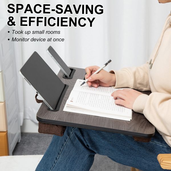 Lap Desk Laptop Stand Phone Tablet Holder Mousepad Cushioned Lapdesk IRON GREY OAK - Image 10