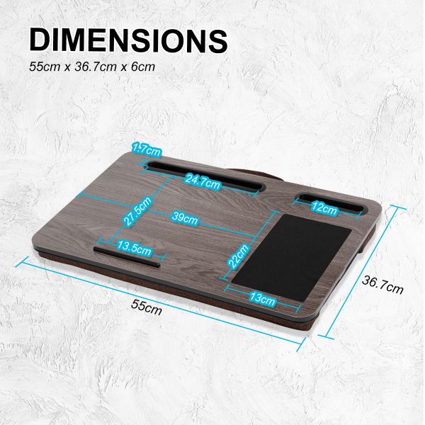 Lap Desk Laptop Stand Phone Tablet Holder Mousepad Cushioned Lapdesk IRON GREY OAK - Image 11