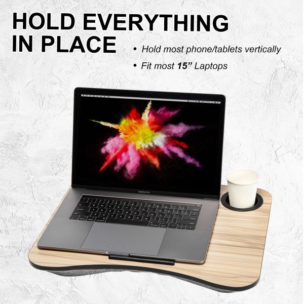 Lap Desk Laptop Stand Phone Tablet Cup Holder Cushioned Lapdesk Arc YELLOW CEDAR - Image 8