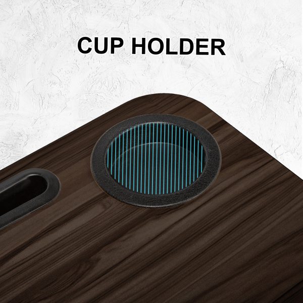 Lap Desk Laptop Stand Phone Tablet Cup Holder Cushioned Lapdesk Arc IRON GREY OAK - Image 3