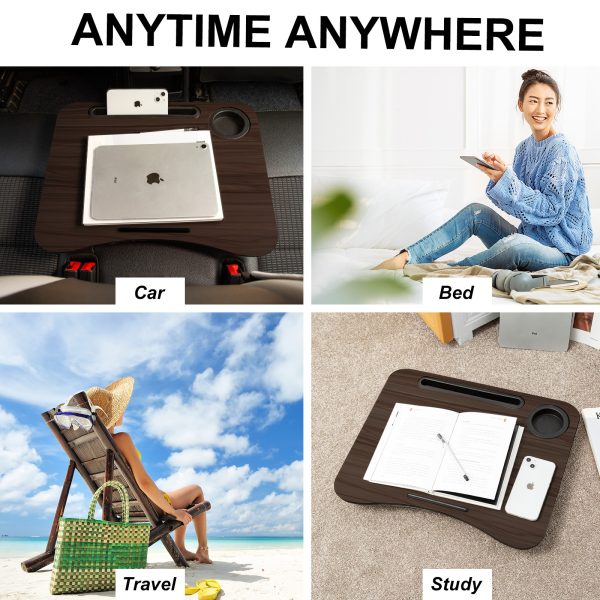 Lap Desk Laptop Stand Phone Tablet Cup Holder Cushioned Lapdesk Arc IRON GREY OAK - Image 6