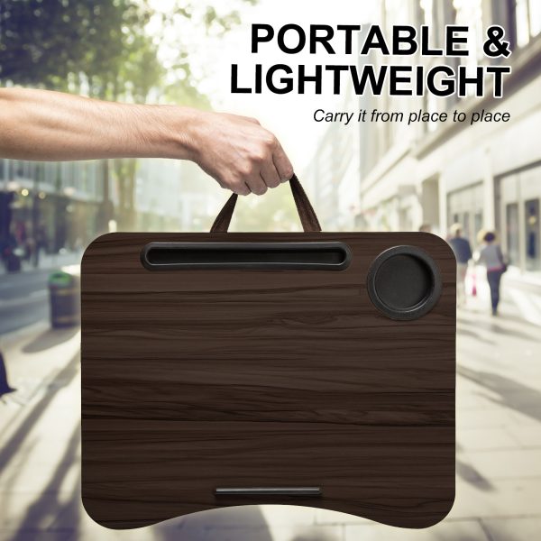 Lap Desk Laptop Stand Phone Tablet Cup Holder Cushioned Lapdesk Arc IRON GREY OAK - Image 9