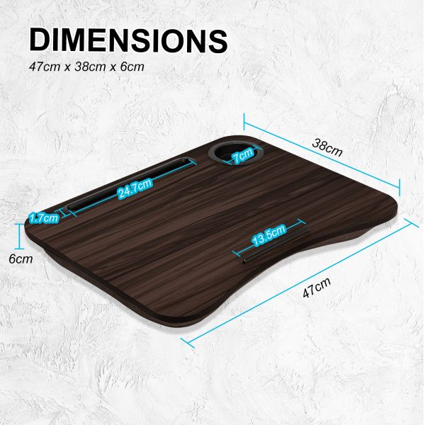 Lap Desk Laptop Stand Phone Tablet Cup Holder Cushioned Lapdesk Arc IRON GREY OAK - Image 12