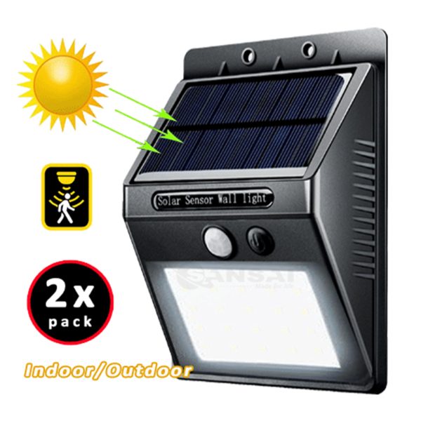 2X Solar Sensor LED Light Outdoor PIR Motion Wall Lights Waterproof - Image 2