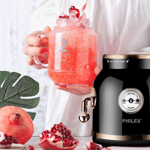 PHILEX Electric Blender Juice Smoothie Ice Mixer Retro 600ml + 2 Cups BLACK - Image 4