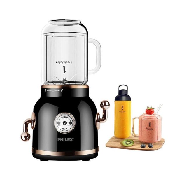 PHILEX Electric Blender Juice Smoothie Ice Mixer Retro 600ml + 2 Cups BLACK - Image 6