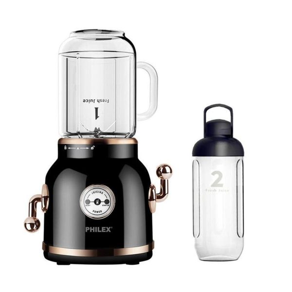 PHILEX Electric Blender Juice Smoothie Ice Mixer Retro 600ml + 2 Cups BLACK - Image 8