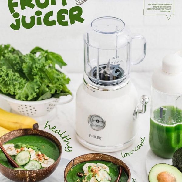 PHILEX Electric Blender Juice Smoothie Ice Mixer Retro 600ml WHITE - Image 2