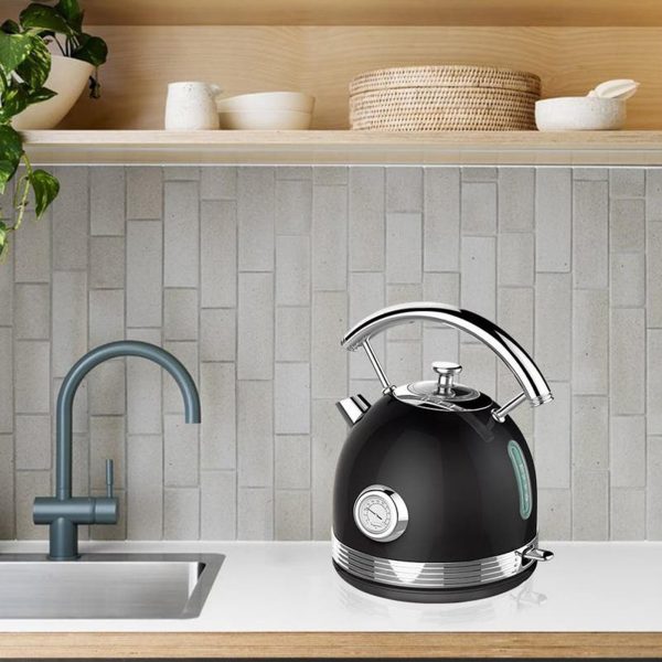 PHILEX Electric Kettle Water Boiler Stainless Steel Retro 1.7L BLACK - Image 2