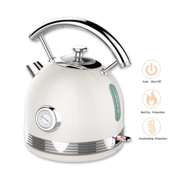 PHILEX Electric Kettle Water Boiler Stainless Steel Retro 1.7L IVORY - Image 5
