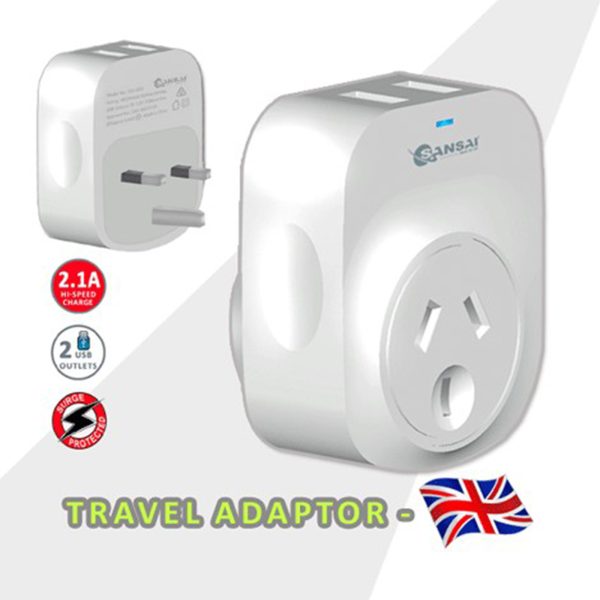 Sansai Travel Adaptor 2 X USB - UK - Image 3