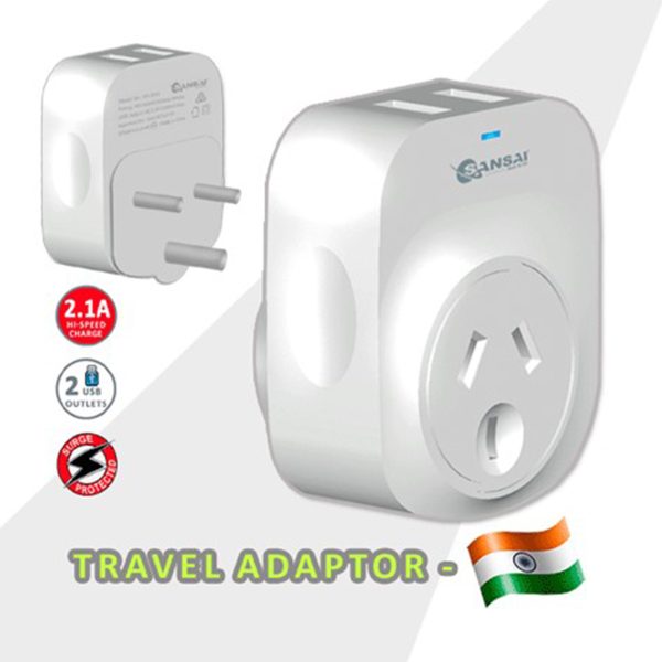 Sansai Travel Adaptor 2 X USB - India - Image 3