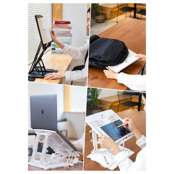 Adjustable Laptop Stand Foldable Tablet Book PC Holder Desk WHITE - Image 4