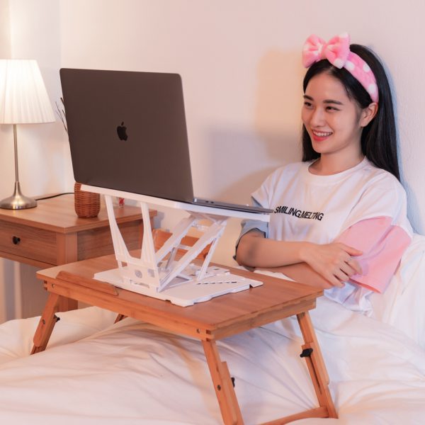 Adjustable Laptop Stand Foldable Tablet Book PC Holder Desk WHITE - Image 11