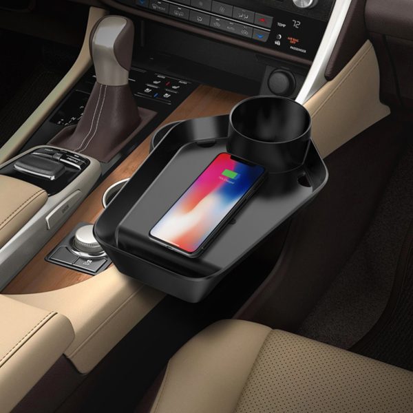 Kustom 10W Car Cup Holder Extension Fast Wireless Charger Tray - Image 3