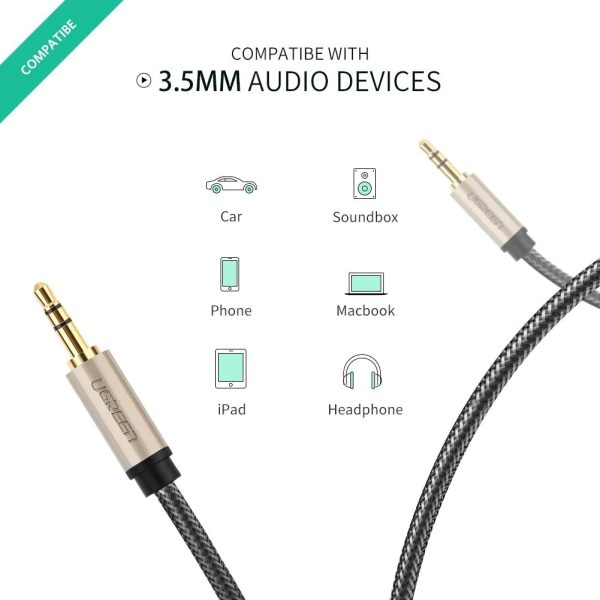 UGREEN 10602 3.5mm Male to Male Aux Stereo Cable 1M - Image 3