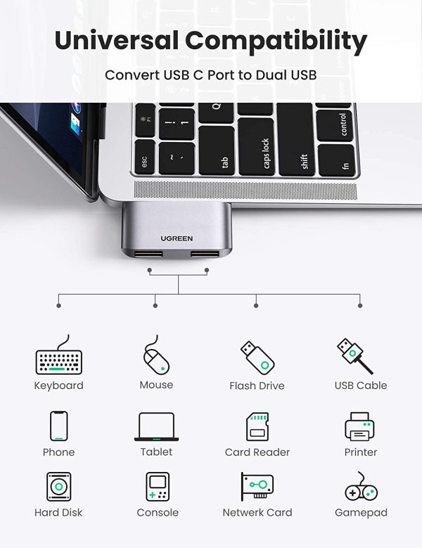 UGREEN 10912 USB-C to USB 3.0 x2 Adapter - Image 4