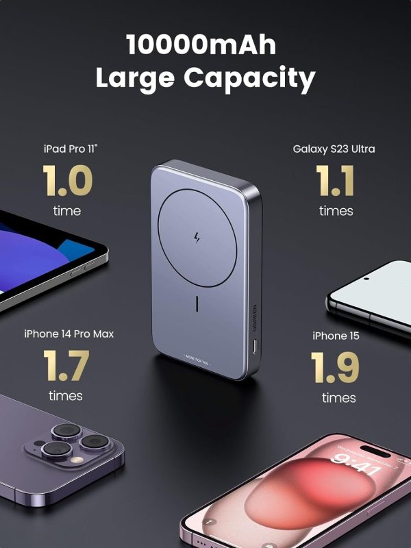UGREEN 15086 10000mAh Magnetic Wireless Power Bank (Sapce Gray) - Image 7