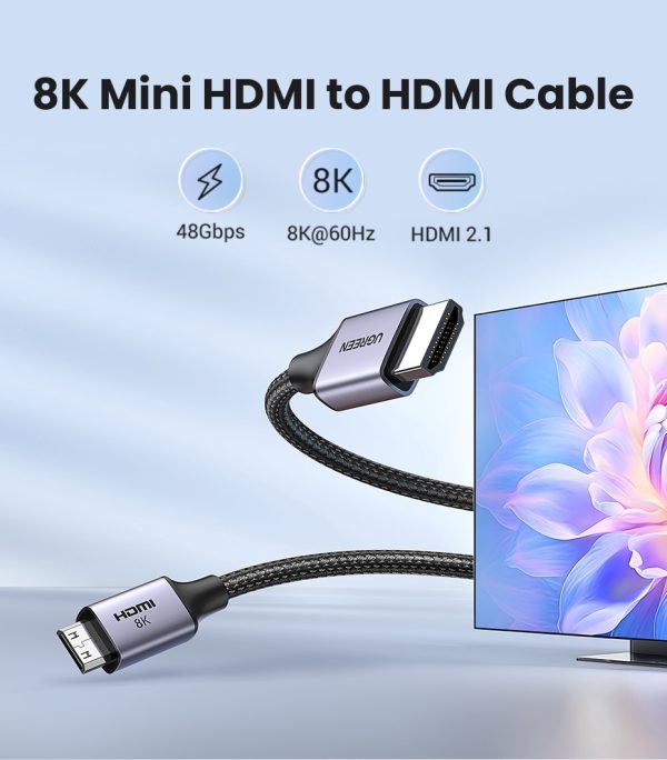 UGREEN 15515 8K Mini-HDMI to HDMI Cable 2M - Image 2