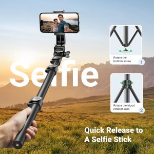 UGREEN 15609 Cell Phone Selfie Stick Tripod 1.7m with Bluetooth Remote - Image 5
