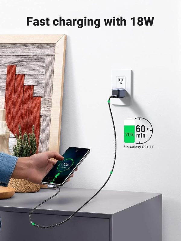 UGREEN 20299 Right Angle USB-C Fast Charging Cable 5Gbps 1M - Image 2