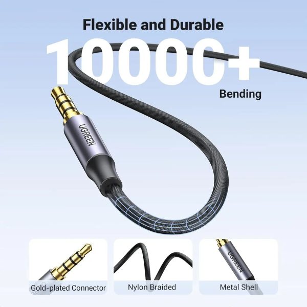 UGREEN 20785 3.5mm Braided 4-Pole Audio Cable Male to Male 3m - Image 2