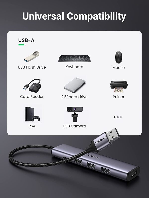 UGREEN 20805 USB 3.0 4-Port Hub with USB-C Power Port - Image 3