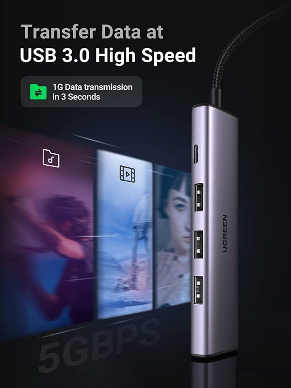 UGREEN 20805 USB 3.0 4-Port Hub with USB-C Power Port - Image 4